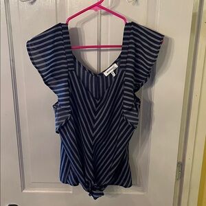 Monteas Navy Chevron Striped Blouse medium